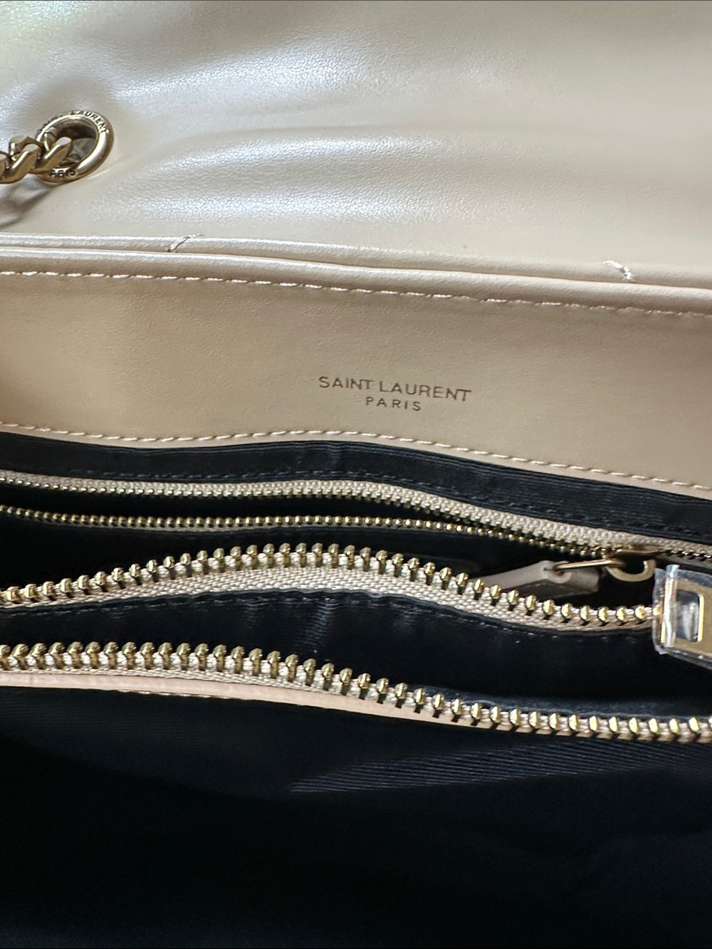 Chevron Quilted Shoulder Bag in Cream and Gold - Picture 5 of 6
